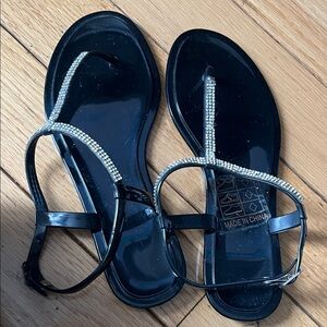 SHEIN Black Sandals with Rhinestone Straps